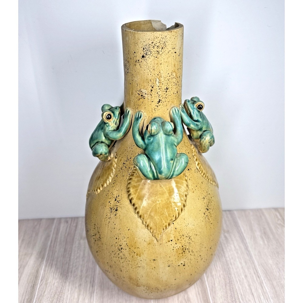 Costa‎ Rica Frog Pottery Vase Handmade Ceramic Amphibian 16" Art Vase READ
